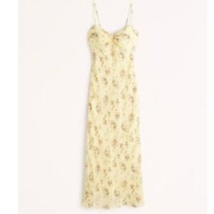 Abercrombie & Fitch Yellow Floral Cinch Front Maxi Dress